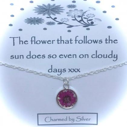 A Pop Of Pink - A Sterling Silver Flower Necklace