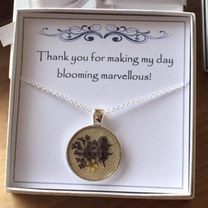 Bridal Thank You Nature Necklace - A Dried Flower..