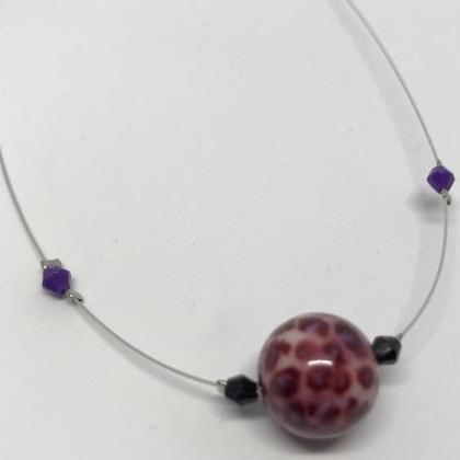 - Beautiful Purple Animal Print Style Bead..