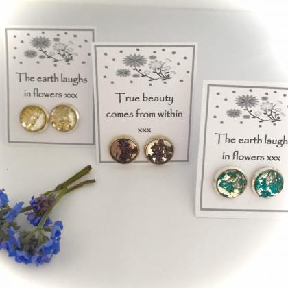 Memories Of Flowers - Dried Flower Earrings With A..