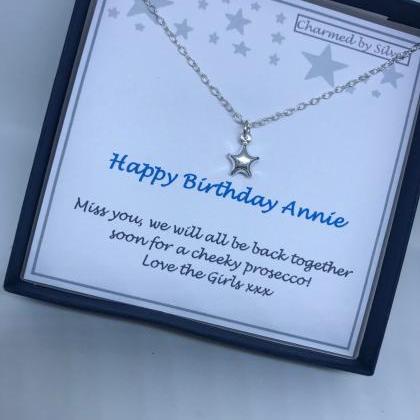 Birthday Sterling Silver Puffed Star Necklace With..