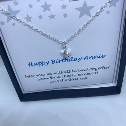 Birthday Sterling Silver Puffed Star Necklace With..