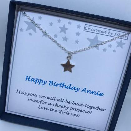 Birthday Sterling Silver Star Necklace With Add..