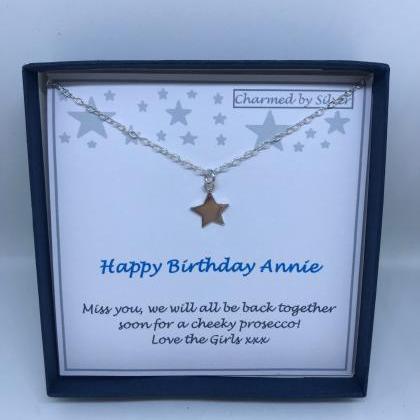Birthday Sterling Silver Star Necklace With Add..
