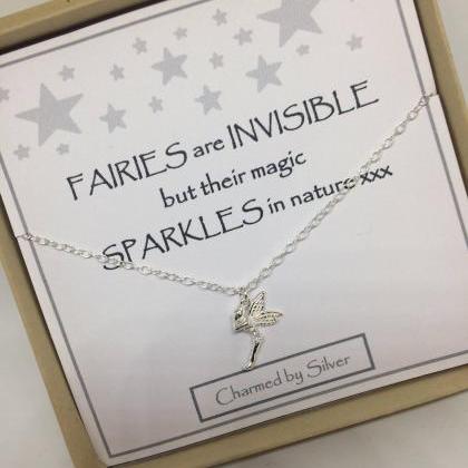 Sterling Silver Fairy Charm Necklac..