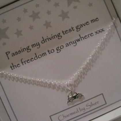 Sterling Silver Car Charm Necklace -..