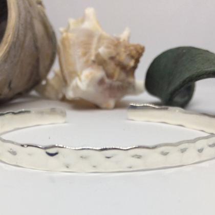 Sterling Silver Hammered Cuff Bangle For A Sister