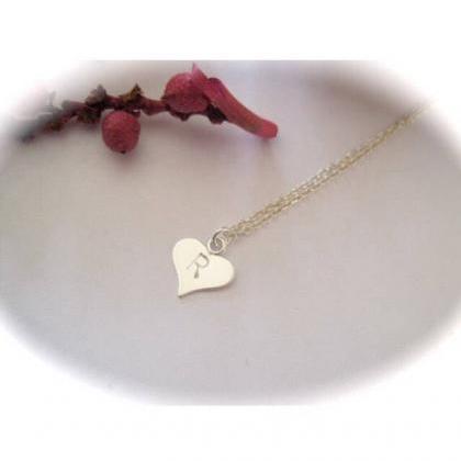 Sterling Silver Initial Heart 9mm C..