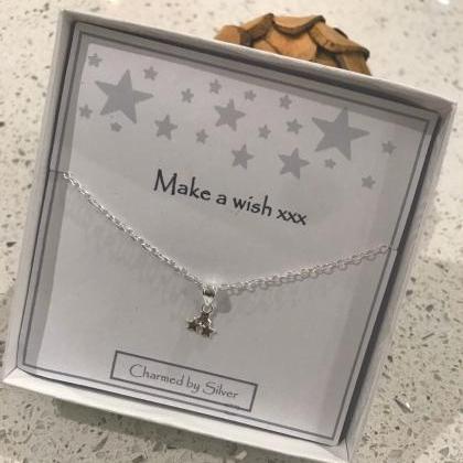 Sterling Silver Star Cluster Necklace With Message