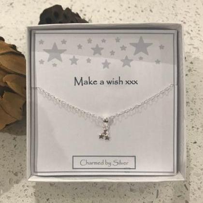 Sterling Silver Star Cluster Necklace With Message