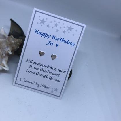 Sterling Silver Heart Stud Earrings With Add Your..