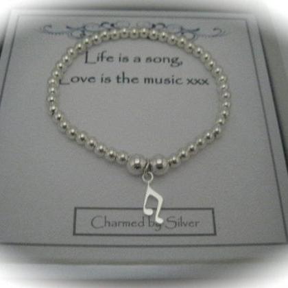 Sterling Silver Music Note Charm Stretch Bead..