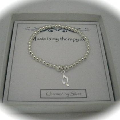 Sterling Silver Music Note Charm Stretch Bead..