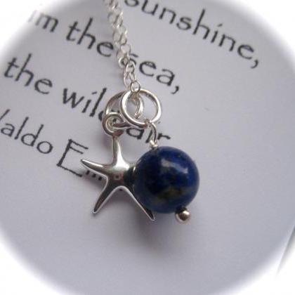 Sterling Silver Starfish Charm And Lapis Lazuli..