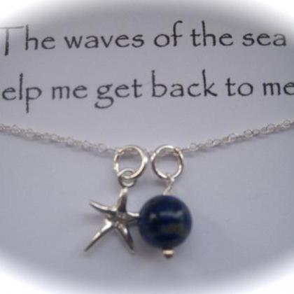 Sterling Silver Starfish Charm And Lapis Lazuli..