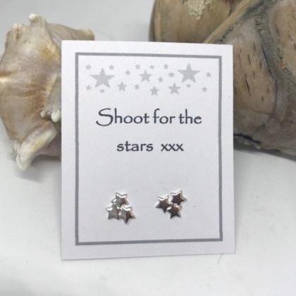 Sterling Silver Star Cluster Stud Earrings With..