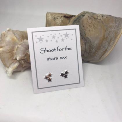 Sterling Silver Star Cluster Stud Earrings With..