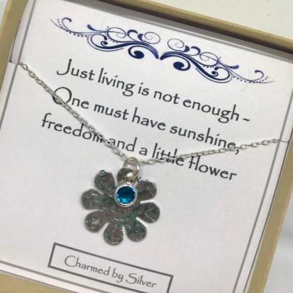 Sterling Silver Crystal Flower Necklace