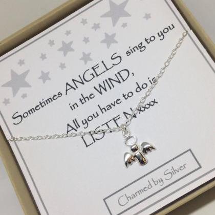 Sterling Silver Angel Charm Necklac..