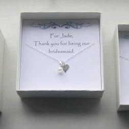 Bridesmaid Sterling Silver Stamped Heart..
