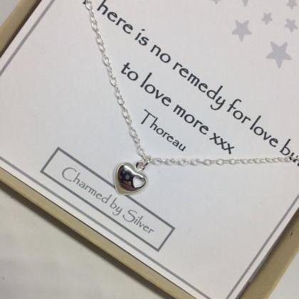 Sterling Silver Two Heart Charm Necklace - A..