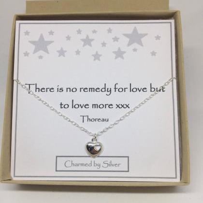 Sterling Silver Two Heart Charm Necklace - A..