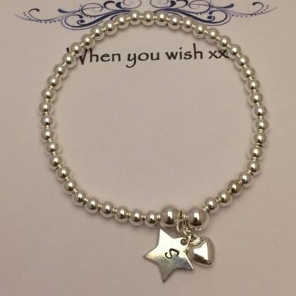 Sterling Silver Heart & Star Charm..