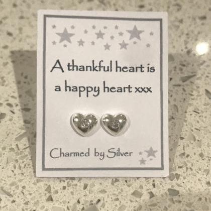 Sterling Silver Crystal Heart Stud Earrings With..