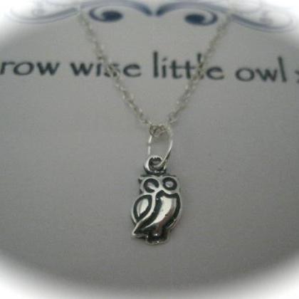 Sterling Silver Owl Charm Necklace With A Message