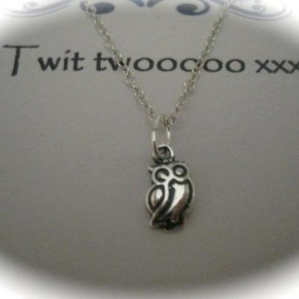 Sterling Silver Owl Charm Necklace With A Message