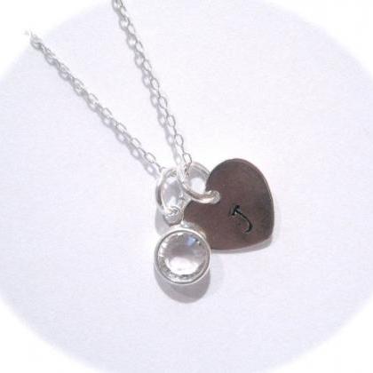 Sterling Silver Mother Initial Birthstone Crystal..