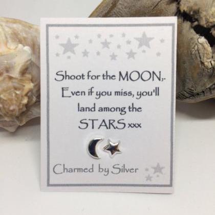 Sterling Silver Moon & Star Stud..
