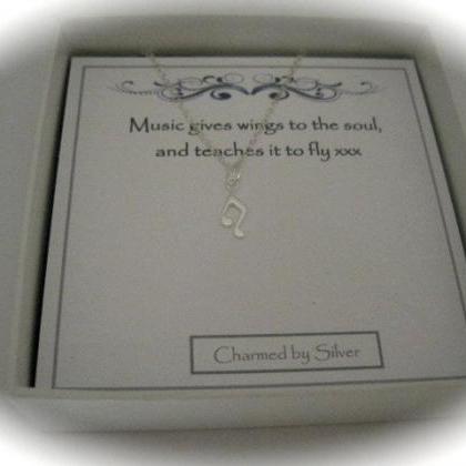 Sterling Silver Music Note Charm Necklace With A..