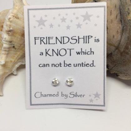 Sterling Silver Knot Stud Earrings With Message