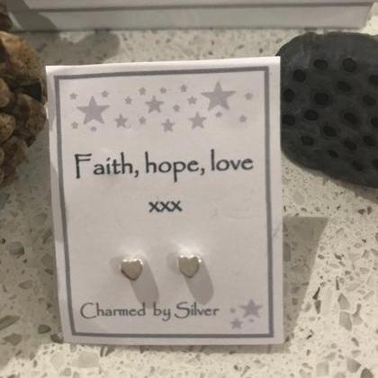 Sterling Silver Solid Heart Stud Earrings With..