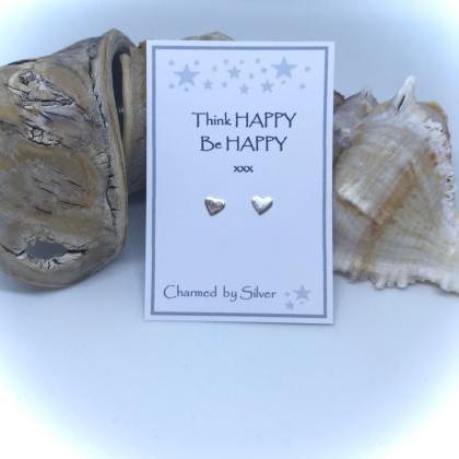Sterling Silver Heart Earrings With A Happy..