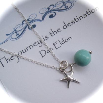 Sterling Silver Starfish Charm And Turquoise..