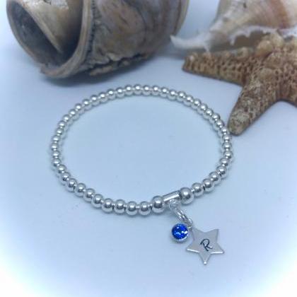 Gorgeous Sterling Silver Bead Bracelet With A..