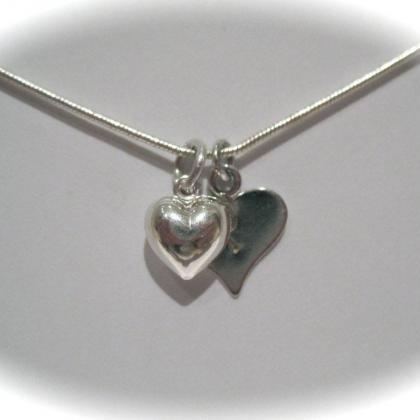 Two Sterling Silver Hearts Initial ..