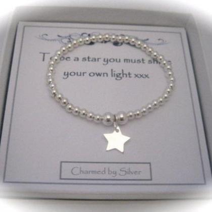 Sterling Silver Bead & Star Charm..