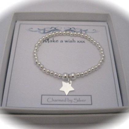 Sterling Silver Bead & Star Charm..