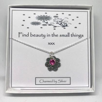 Silver Swarovski Crystal Flower Necklace