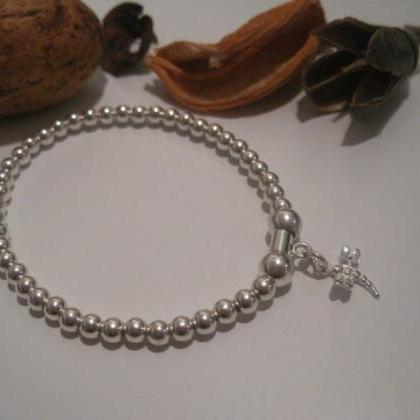 Sterling Silver Dragonfly Charm Stretch Bead..
