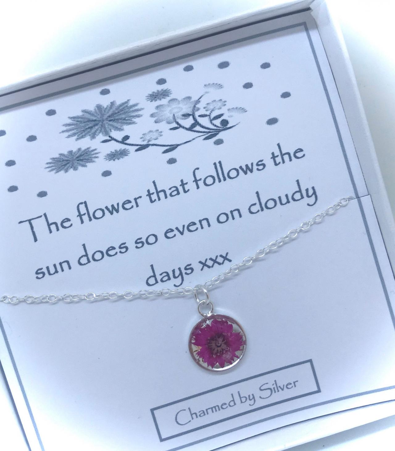A Pop Of Pink - A Sterling Silver Flower Necklace