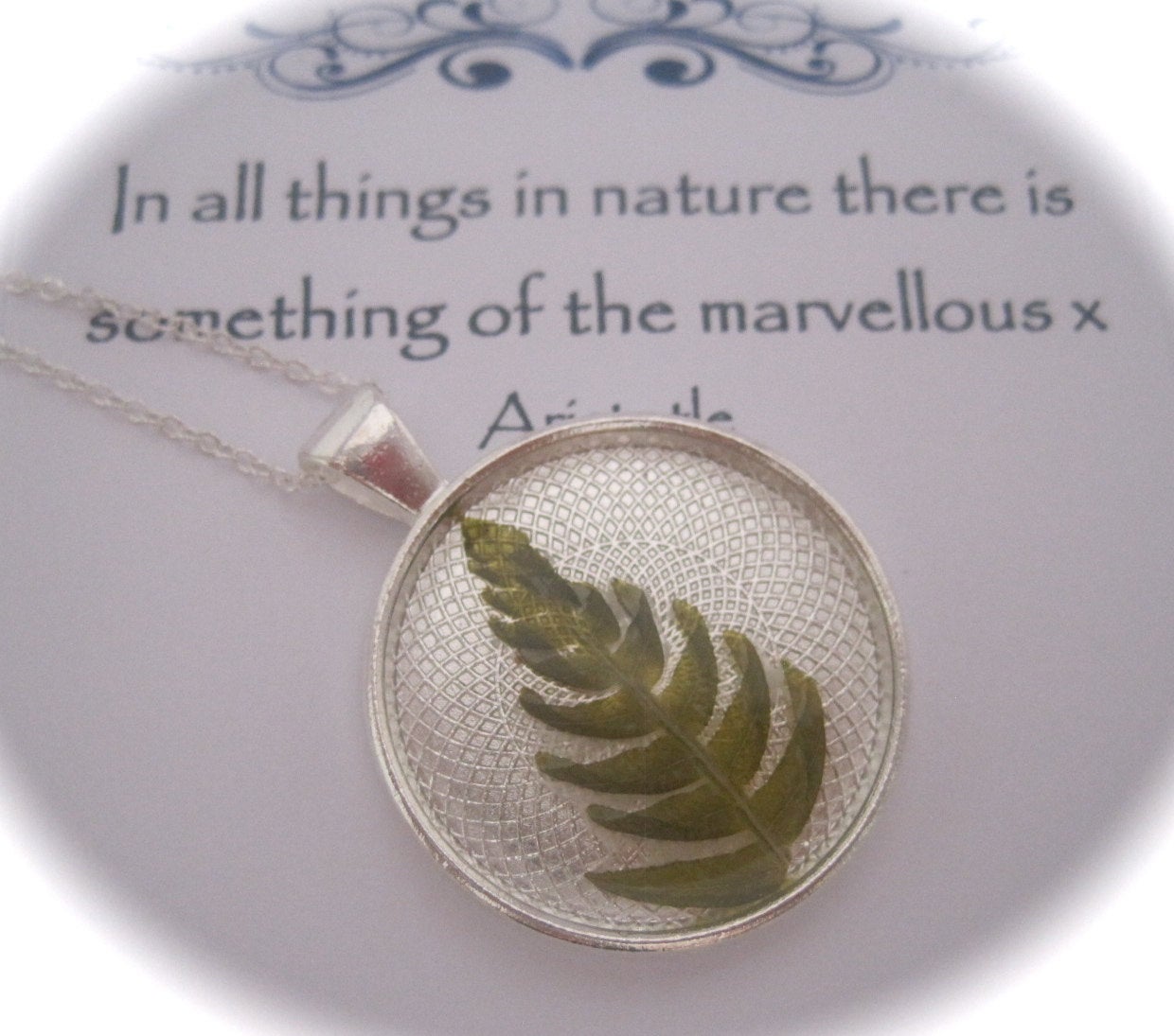 A Beautiful Green Cannock Chase Fern Memory Necklace