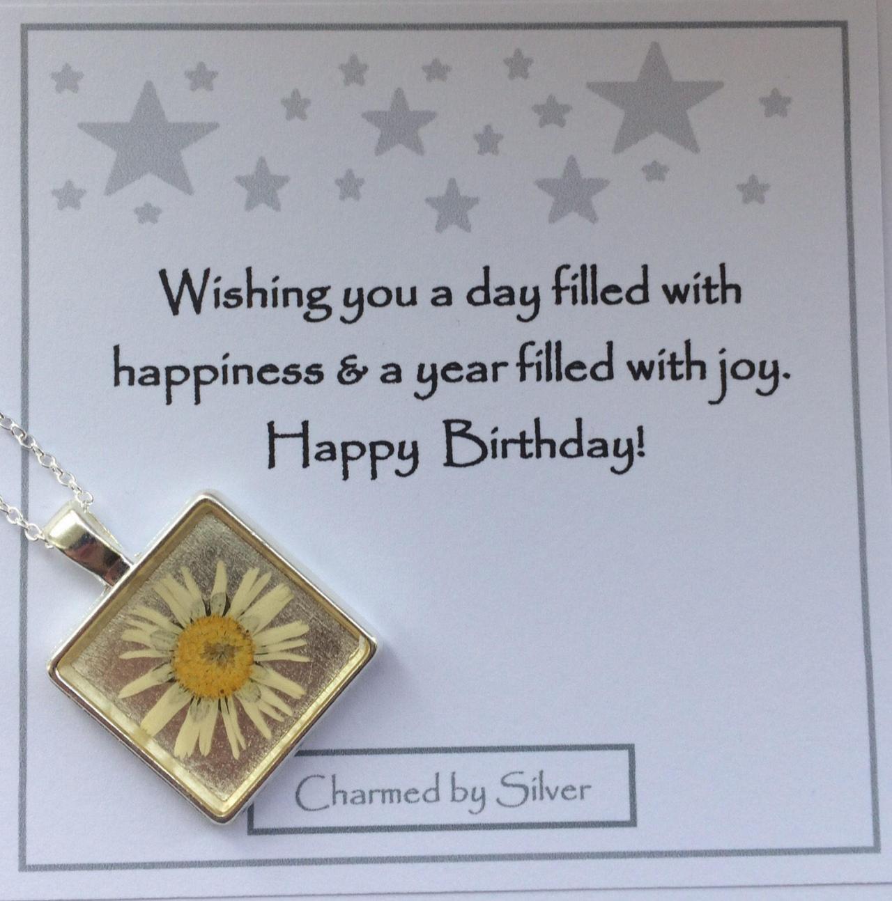 Happy Birthday Nature Necklace - Real Dried Flowers Preserved In A Necklace