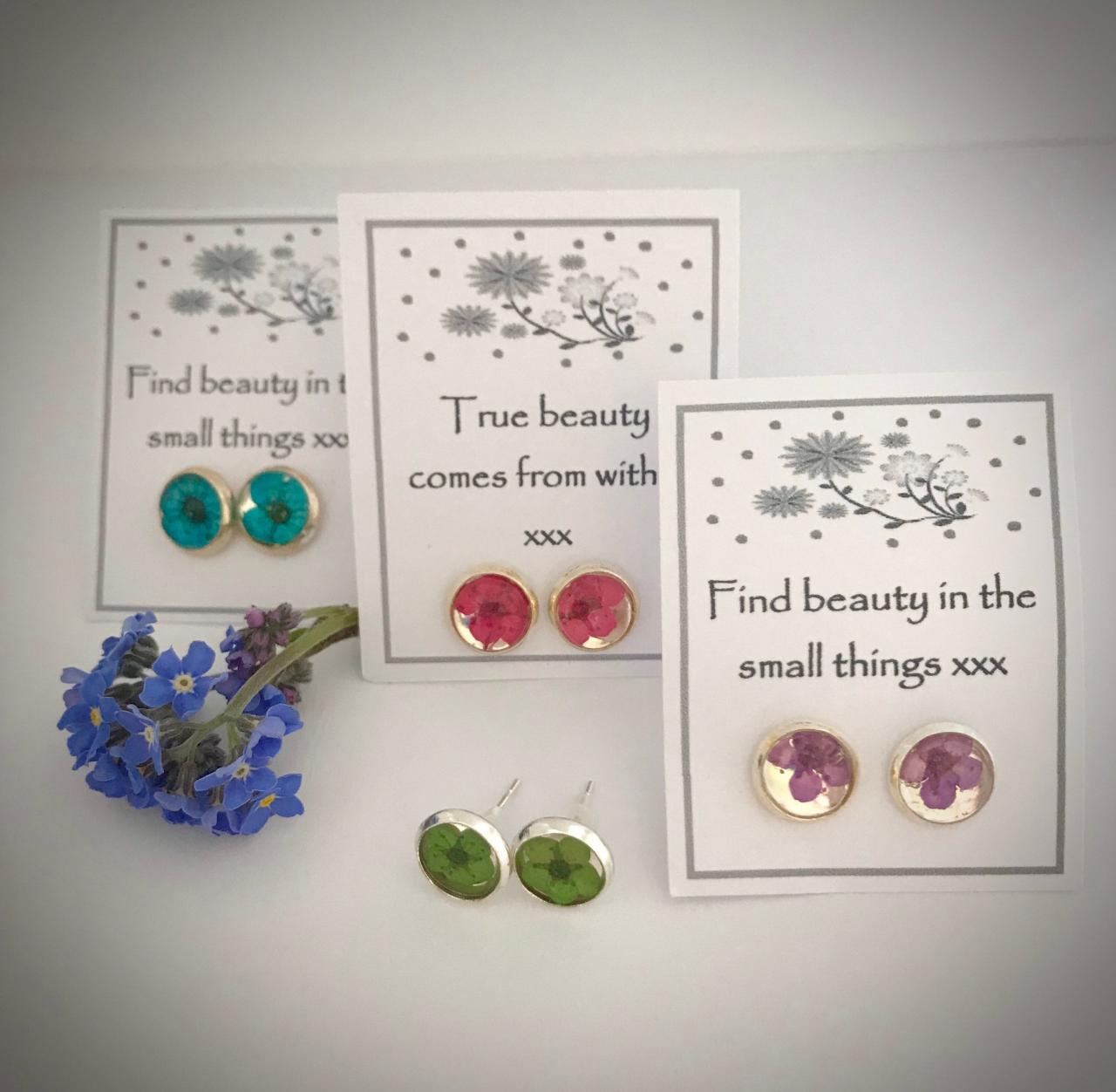Set Of Memories Of Flowers - Dried Flower Earrings With A Beautiful Message