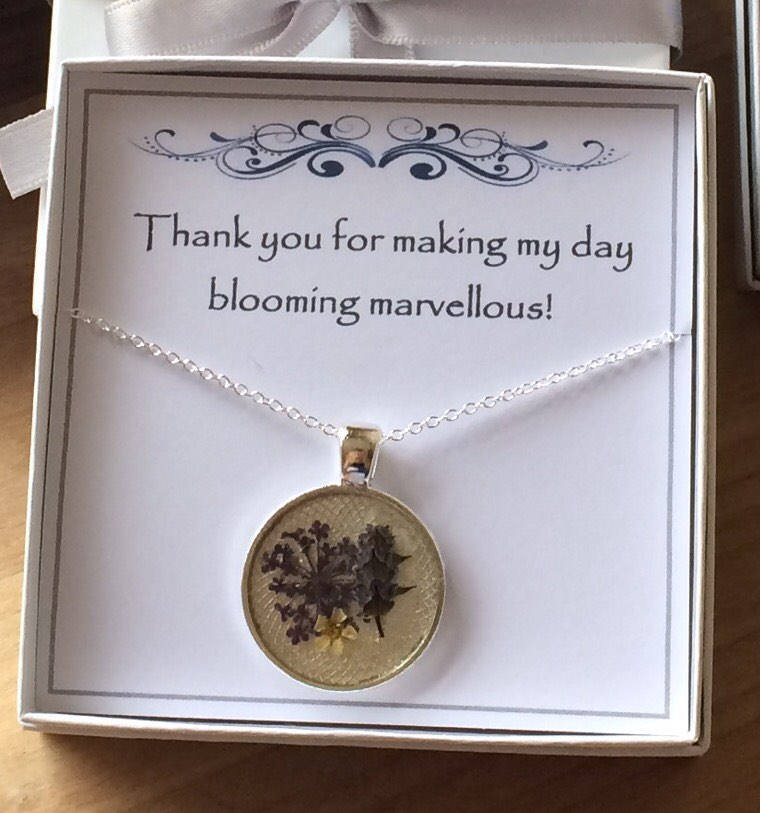 Bridal Thank You Nature Necklace - A Dried Flower Memory Necklace (co-ordinate With Your Bouquet )