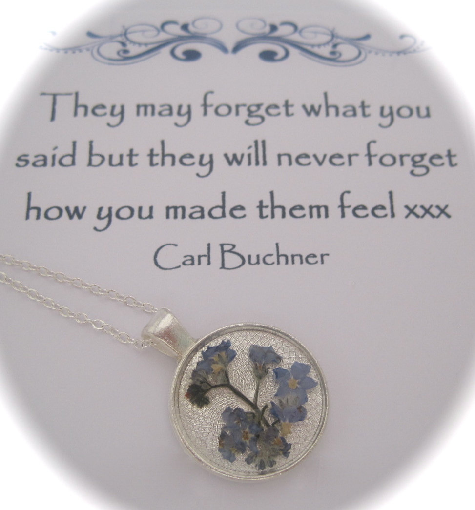 Memories Of Forget-me-nots In The Garden - A Real Dainty Flower Memory Necklace