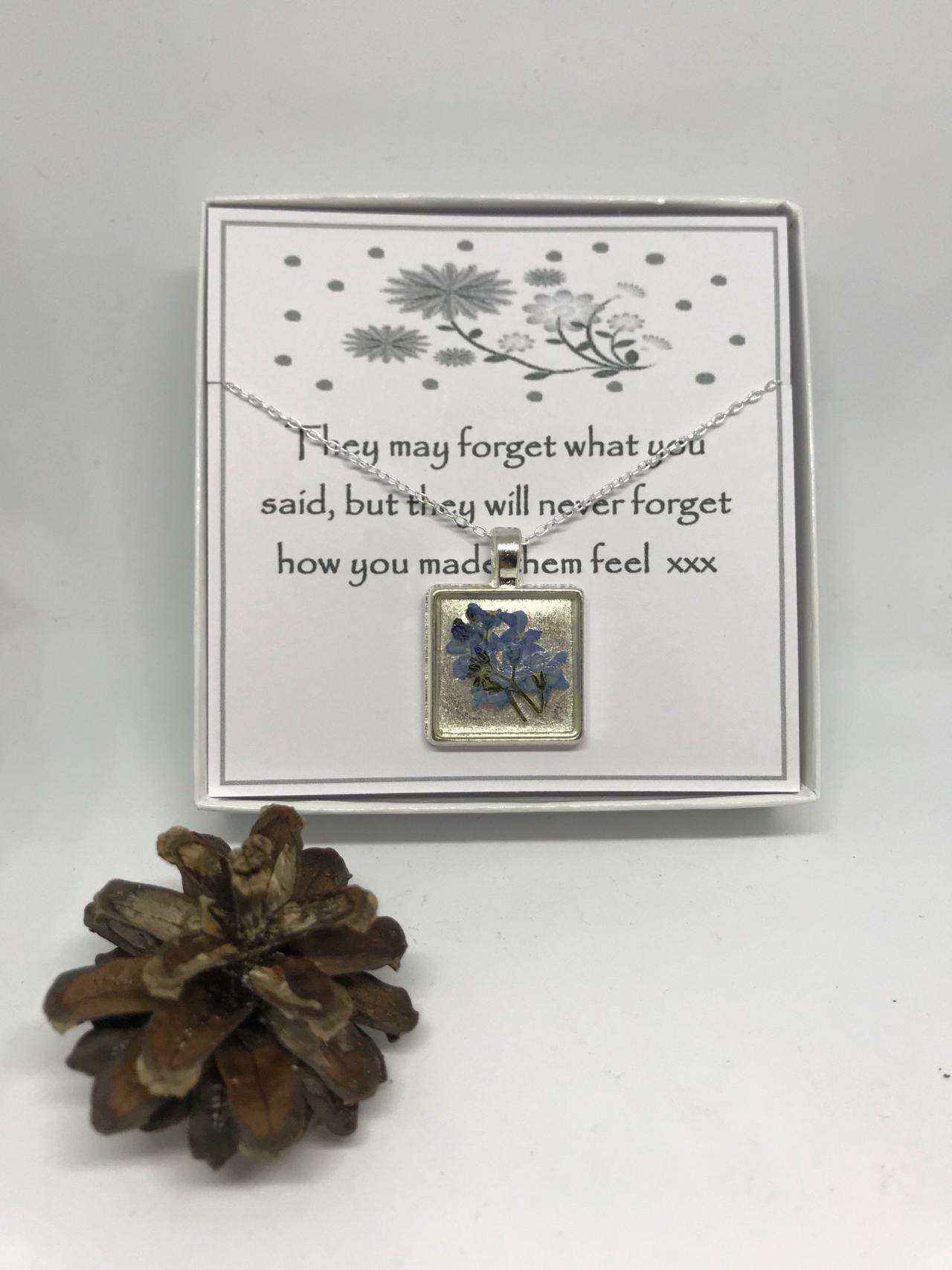 Teacher Thank You Gift - A Real Forget-me-not Flower Necklace